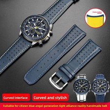 Genuine Leather Watch Straps Mens 22-23mm for Citizen Blue Angel AT8020/JY8078 picture