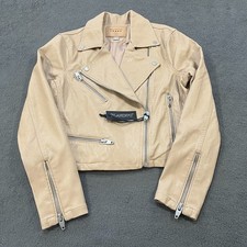 BLANKNYC Faux Leather Beige Moto Biker Jacket-Women's Size M-NWT picture