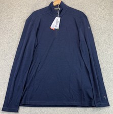 NWT Smartwool Mens Classic Thermal Merino Base Layer 1/4 Zip Top Navy Outdoor XL picture