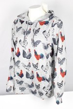 L. A. Soul Women's Rooster Chicken Print Hoodie Pullover Light Gray HD-331 picture