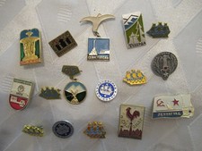 Vintage Soviet union pins and metals cities picture