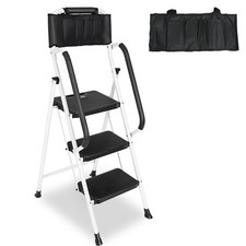 3 Step Ladder Handrails 500 lbs Folding Step Stool Ladder, Wide Non-Slip Pedal picture