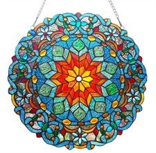 Stained Glass Window Panel Very Colorful Handcrafted 21