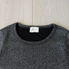MIKUTA Gray Ribbed Knit Cotton Blend Crew Neck Long Sleeve Pullover Top L Large picture