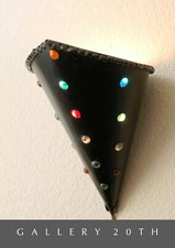 SPACE AGE MCM BRUTALIST METAL WALL SCONCE MID CENTURY ATOMIC VTG 50S LAMP BOHO picture