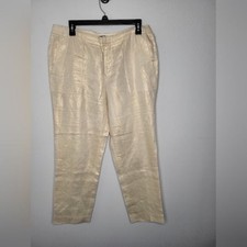 J. Crew Cream Metallic Linen-Blend Trousers picture