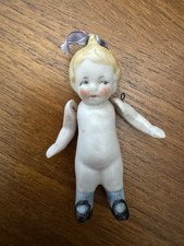 Vintage/Antique Miniature German Bisque  Kewpie Doll with Ribbon & Jointed Arms picture