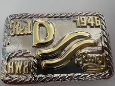 John Wayne Gold/Nickel Red River D Belt Buckle 1946 Movie Westerns Howard Hawks  picture