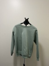 Womens Sage Green Crewneck Pullover Sweatshirt Fleece Lined Ribbed Trim Relaxed picture