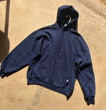 Vintage Russell Athletic Hoodie Navy Blue Blank Made in USA Mens XL Sweatshirt picture