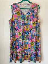 NWT Lulu-B Tropical Summer Beach Print 100% Cotton Dress Size 1X picture