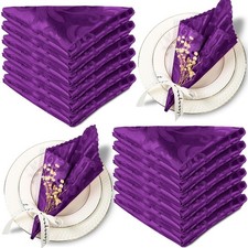 Aormenzy 50 Pack Purple Satin Napkins 17 x 17 Inches Cloth Napkins Jacquard S... picture