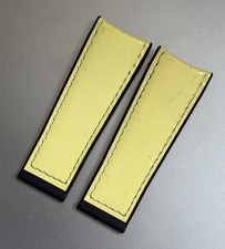 Corum Bubble Genuine OEM Yellow Leather & Rubber Watch Strap Swiss Made NOS picture
