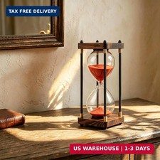 60 Minute Hourglass Timer, Large Vintage Wooden Sand Timer picture