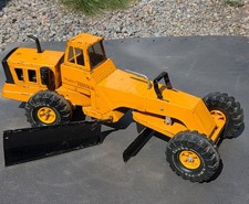 Vintage 1970s Mighty Tonka Road Grader Diesel XMB-975 Orange Pressed Steel picture