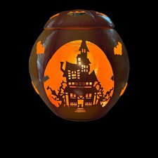 SCENTSY Paranormal Pumpkin Wax Melt Warmer Carved Haunted House Bats Eerie Glow picture