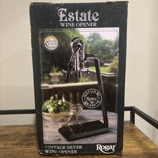 Roger Estate Vintage Silver Wine Opener Natural Granite Handle Stand picture