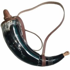 Muzzle-Loaders Authentic Black Powder Horn w/ Leather Strap for Civil War Black picture