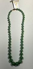 Macy’s Cultured Jade Graduated Bead Necklace 14KT Gold NWT $360 Retail picture