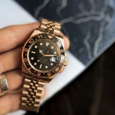 Custom Built - GMT NH34 Rose Gold Automatic Black Dial Jubilee 40mm Watch picture
