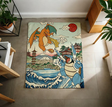 Ukiyo-e Charizard Blastoise Blanket Soft Throw, Pokemon Vintage Japanese Art picture