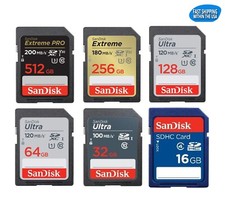 Sandisk SD Cards 16GB 32GB 64GB 128GB 256GB Extreme Pro Ultra Memory Cards lot picture