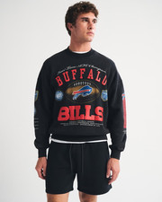 BEST PRICE NWT Abercrombie Buffalo Bills Crew Sweatshirt, Black -  picture