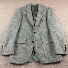 Orvis X Harris Tweed Wool Tweed 3/2 Roll Sport Coat Green Herringbone Size 38R picture