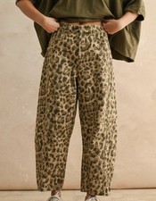 New Oddi Los Angeles Barrel Jeans Women’s Medium Cheetah Animal Print Baggy picture