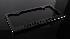 Black on Gloss Black Calligraphy Heavy-duty Metal License Plate Frame picture