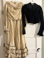 Antique 1890s Victorian Gothic 3 Pc Dress Handmade w/Historical Photo Flaws picture
