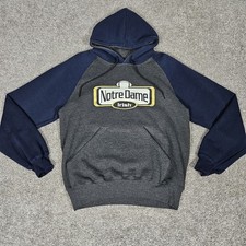 Vtg Notre Dame Hoodie Mens Medium Blue Gray Football Y2K College University picture