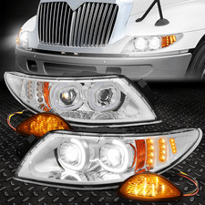 For 02-16 International 4400 8500 LED DRL Projector Headlight+Side Marker Chrome picture