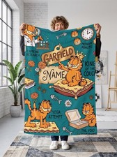 New Custom Garfield Lasagna Lover & Odie Funny Cartoon  Fleece Blanket FB10 picture