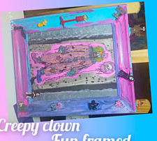 Creepy Clown Framed Mixed Media Collage OOAK Handmade Original Halloween Art picture