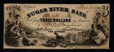 Sugar River Bank, Newport, NH 1864 $3 Broken Bank Note with Gutter Fold ERROR picture