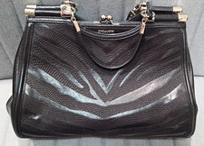 COACH Madison Zebra Carrie Satchel Black Leather Kiss Lock Bag G1382-26701 picture
