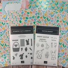 EASTER BASKET Stampin Up Stamp Set w/Dies & EASTER JOY DSP Bundle 166940 BUNNY picture