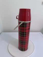 Vintage 1973 Thermos Bottle No. 2242 King-Seeley Thermos Co. Plaid Hot/cold USA picture