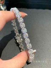 15Ct Round Cut Lab Created Diamond Tennis Bracelet 14K White Gold Plated Silver picture