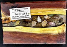 HolsonCrafts Black Walnut Live Edge Epoxy River Cutting Board w/ Handles, Gold picture