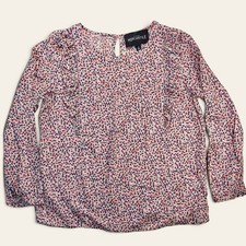 J Crew Mercantile Shirt Size 4 Womens Small Floral Ruffle Thin Long Sleeve Top picture