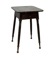 antique splayed leg 1 drawer stand table 1830s old paint Surface  Yellow Pine picture