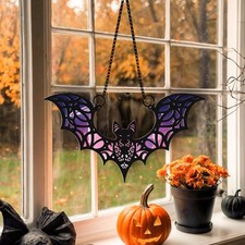 Personalized Gothic Bat Suncatcher, Halloween Bat Ornament, Spooky Bat Halloween picture