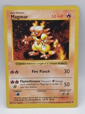 Pokémon Shadowless Magmar 36/102 Base Set MP Crease WOTC Vintage picture