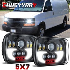 Pair For Chevy Express Cargo Van 1500 2500 3500 7x6 5x7 LED Headlights Hi/Lo DOT picture
