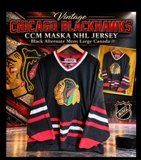Vintage Chicago Blackhawks CCM Maska NHL Jersey Black Alternate Mens Large... picture