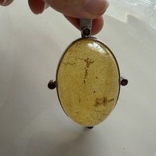 XL Vintage Artisan Honey Amber Pendant 3