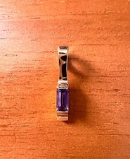 14K Yellow Gold Amethyst Pendant- 2.63g - Hallmarked 14K SCT - Rectangular Stone picture