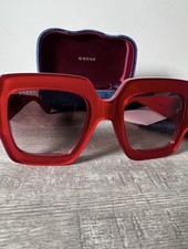 Gucci GG0178S Women’s Oversized Square Sunglasses Red Plastic Brown Tinted picture